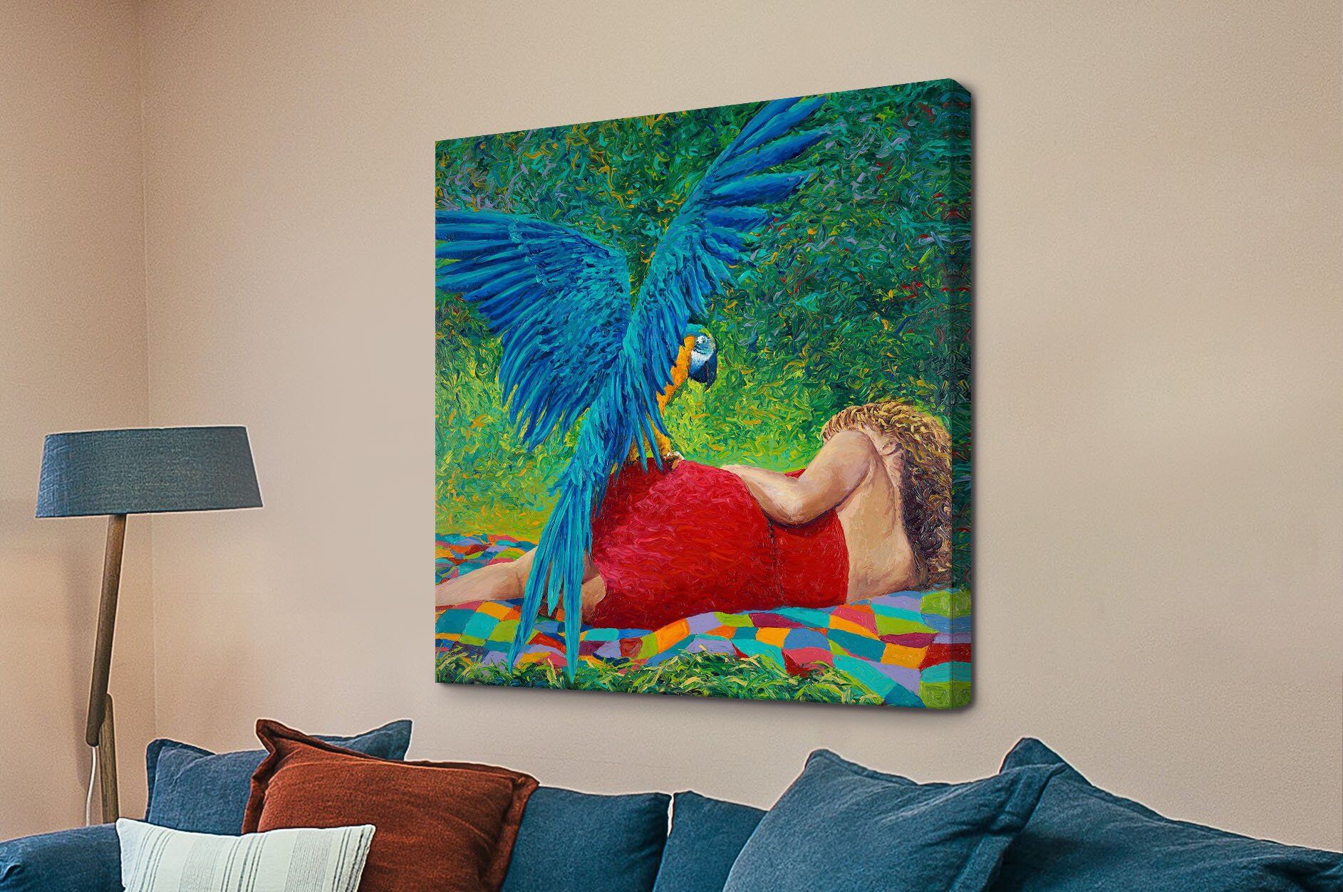 Birds of Paradise Finger Painted Wall Art
