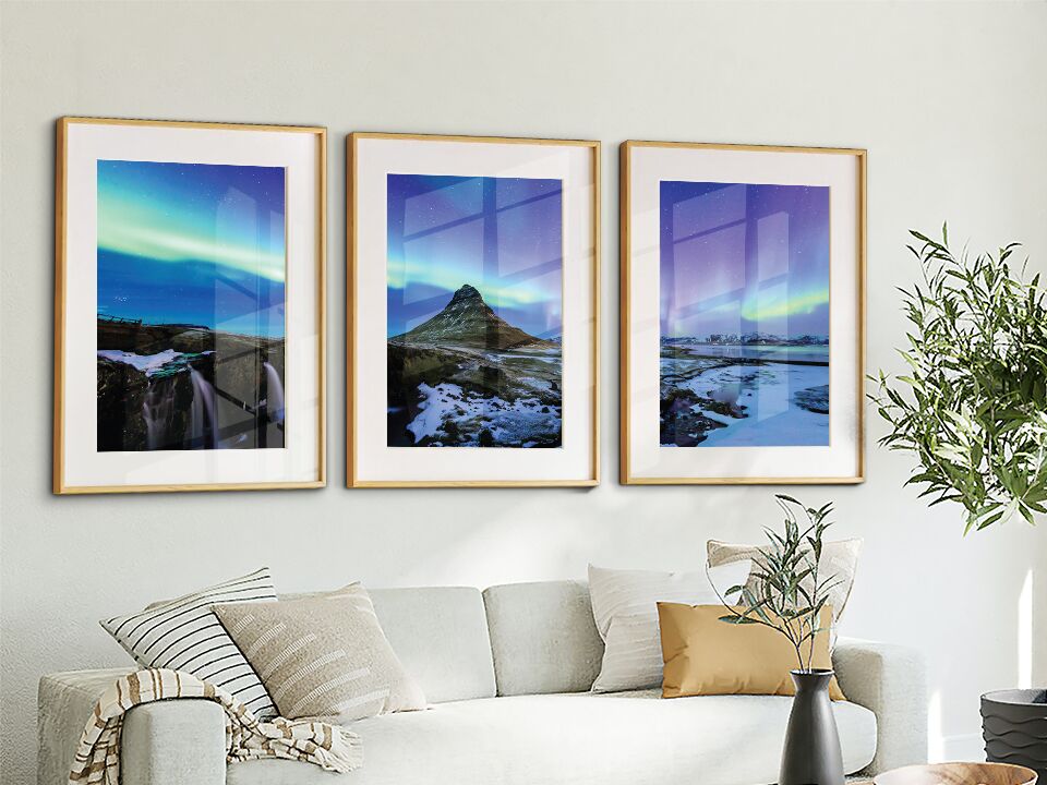 Aurora Borealis Triptych Set Canvas Artwork